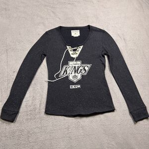 CCM Los Angeles Kings Lace-Up Long Sleeve Shirt Women's Small S NHL Sporty Y2K